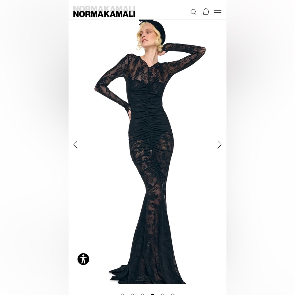 Norma Kamali Black Long Sleeve Lace Dress